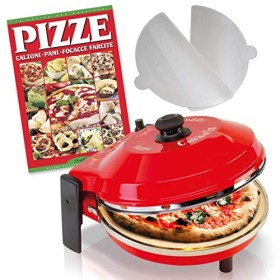 SPICE - Four à pizza CALIENTE avec pierre réfractaire 400 degrés résistance circulaire four P. 32 cm + 2 palettes aluminium 