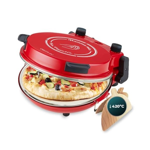 Cecotec four-gril électrique pour pizza Fun Pizza&Co Mamma Mía, 1200 W, minuteur 15 minutes, température maximale de 420ºC en