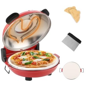 YIBAKE Four à Pizza Électrique, Cuit une Pizza en 4 minutes, Plaque en Pierre Réfractaire de 31cm, Max 420°C Four a Pizza, 12