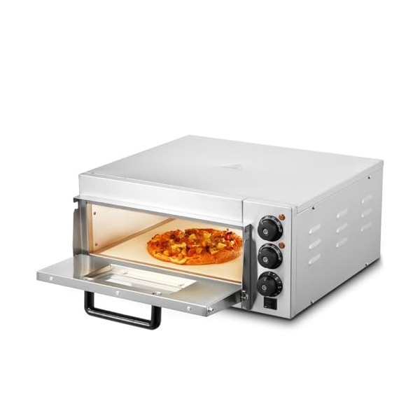 VEVOR Four à Pizza Commercial Capacité 14 po, Four Électrique de Comptoir Simple Étage, en Acier Inoxydable, avec Pierre et P