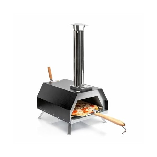 InnovaGoods® Pellet Pizza Oven avec accessoires, four à pizza avec base en pierre Ø 0cm max. cuisson rapide jusquà 500ºC et 