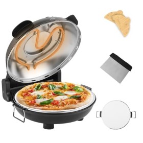 YIBAKE Four à Pizza Électrique, Cuit une Pizza en 4 minutes, Plaque en Pierre Réfractaire de 31cm, Max 420°C Four a Pizza, Pe