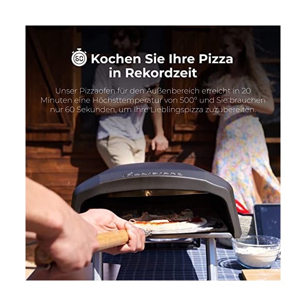 MasterPro Pizza Oven | Four à Pizza | Four à gaz portable Cuisson rapide jusquà 500ºC | Pizzas prêtes en 60 secondes | Pelle