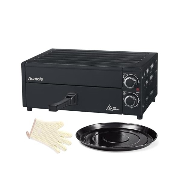 Anatole Four à Pizza Électrique 12 po 1800W Appareil Pizza Interieur Temps Température Réglable Pizza Oven Multifonctionnel a