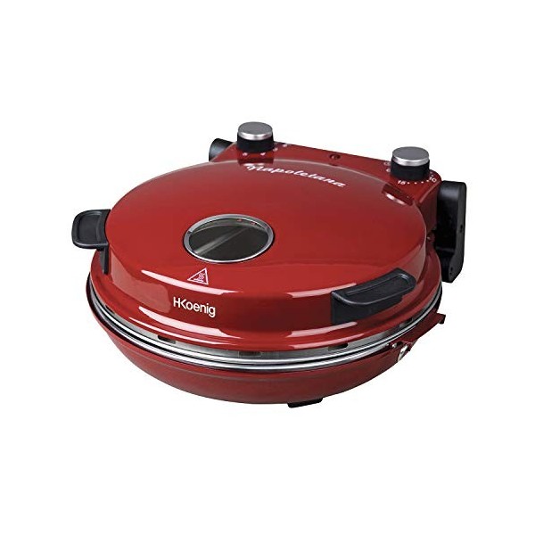 H.Koenig Four à Pizza électrique Professionnel Portable NAPL350, Multifonction, Tartes et Quiches, Grand Plateau en Pierre Cé