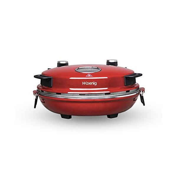 H.Koenig Four à Pizza électrique Professionnel Portable NAPL350, Multifonction, Tartes et Quiches, Grand Plateau en Pierre Cé