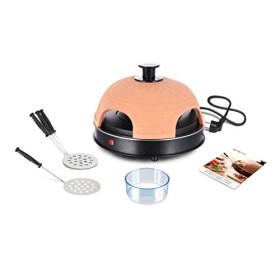 Emerio PO-115985 Four à pizza, couvercle en terre cuite, fait à la main, design breveté, pour mini pizza, véritable plaisir f