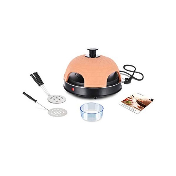Emerio PO-115985 Four à pizza, couvercle en terre cuite, fait à la main, design breveté, pour mini pizza, véritable plaisir f