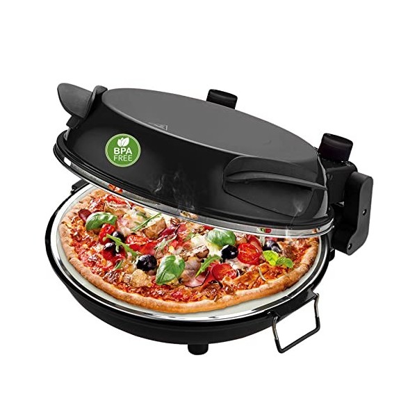 Emerio PM-129032.2 Four à pizza, plaque en pierre réfractaire, cuit des pizzas en peu de temps également pour pizza TK , dia