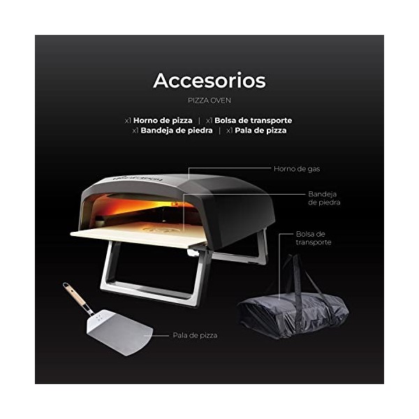MasterPRO Napoli | Four à pizza | Four à gaz portable à cuisson rapide jusquà 500 °C et pelle en acier inoxydable| Pizzas pr