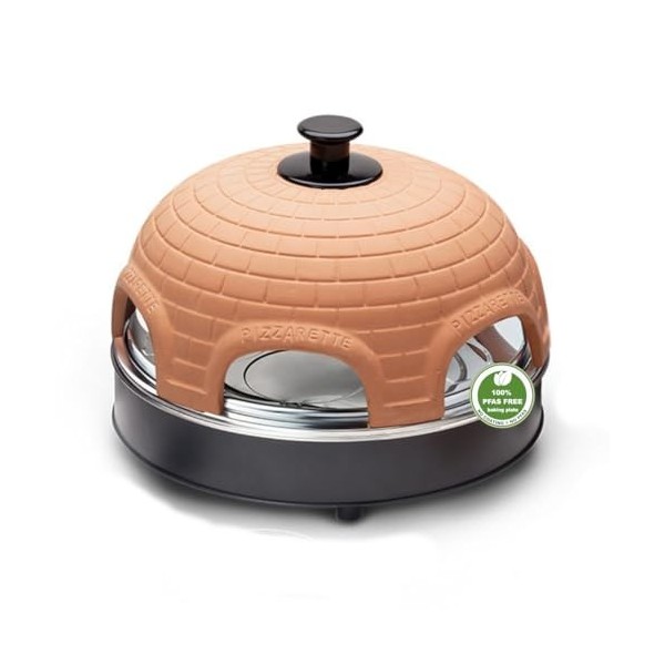 Four à pizza Emerio, PIZZARETTE loriginal, dôme en terre cuite fait à la main, design breveté, pour mini pizza, vrai plaisir