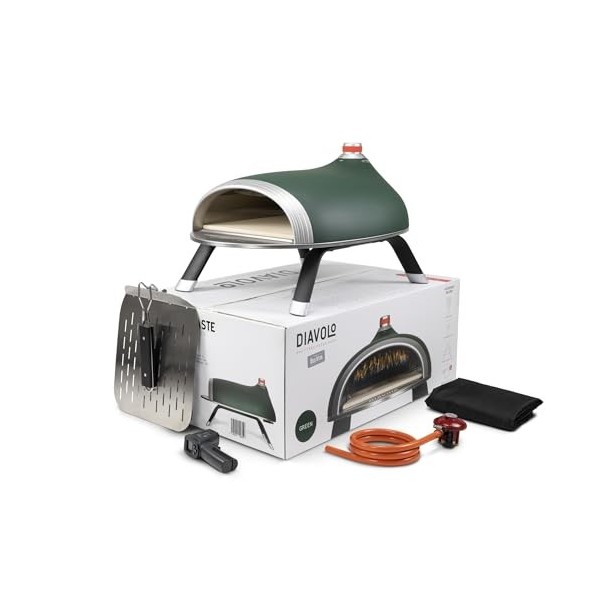 Diavolo Four à pizza au gaz, four à pizza à gaz portable pour lextérieur, cuisinez une pizza en 60 à 90 secondes | Pelle pli