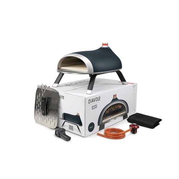 Diavolo Four à pizza au gaz, four à pizza à gaz portable pour lextérieur, cuisinez une pizza en 60 à 90 secondes | Pelle pli