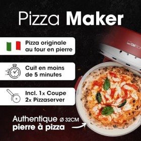 Clatronic® four à pizza | 350°C p. pizza italienne en pierre à la maison |électrique | aussi pour pizzas surgelées | pizza en