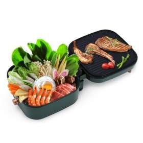 Gril électrique à Marmite, Uten Plaque électrique, Double Marmite Multifonctionnelle et Marmite Shabu 2 en 1, Cuisinière 1800