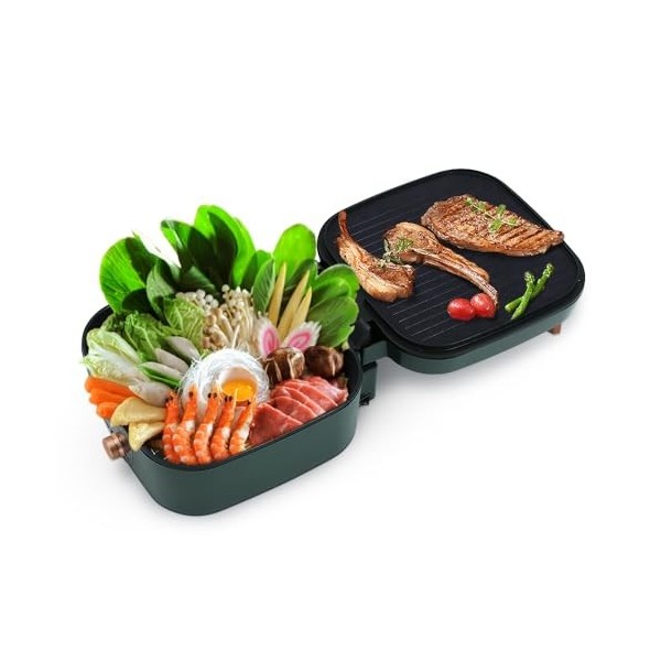 Gril électrique à Marmite, Uten Plaque électrique, Double Marmite Multifonctionnelle et Marmite Shabu 2 en 1, Cuisinière 1800