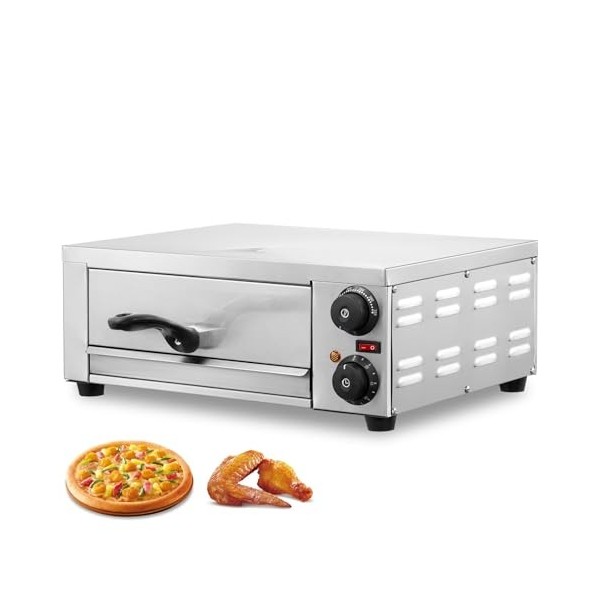 VEVOR Four à Pizza de Comptoir, Four Électrique 12 po 1500 W, avec Contrôle de la Température et Minuterie 0-120 min, Cuisson