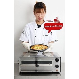CROSSON Four électrique pour pizza surgelée d’intérieur avec minuterie de 30 minutes, porte vitrée et éclairage intérieur, 23