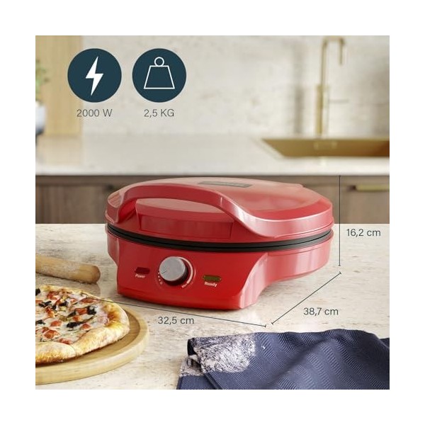 Princess Pizza Maker - Ø 32 cm - Thermostat réglable - Multifonctionnel - Fonction gril incluse - jusquà 200°C - 115007