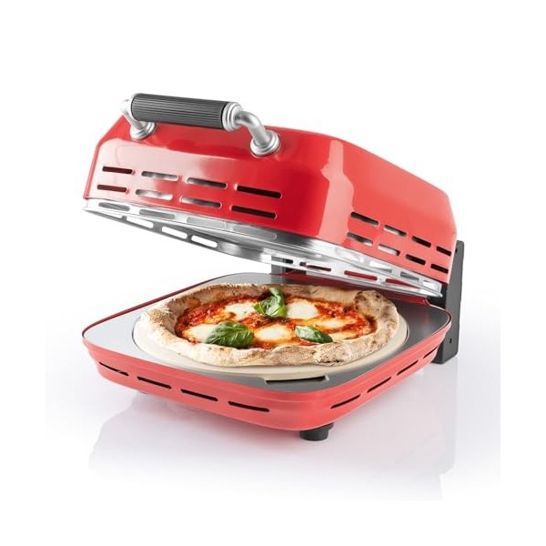 GOURMETmaxx Four à pizza électrique incl. pierre à pizza | 400°C, minuterie, 30 cm de diamètre | Idéal pour les tartes flambé