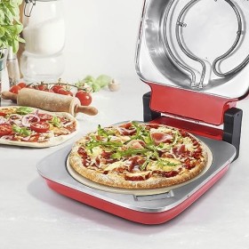 GOURMETmaxx Four à pizza électrique incl. pierre à pizza | 400°C, minuterie, 30 cm de diamètre | Idéal pour les tartes flambé