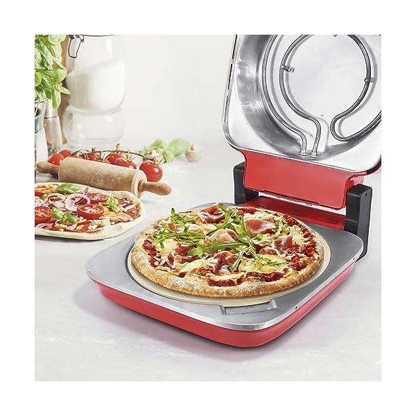 GOURMETmaxx Four à pizza électrique incl. pierre à pizza | 400°C, minuterie, 30 cm de diamètre | Idéal pour les tartes flambé