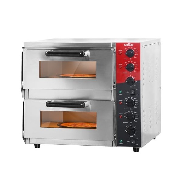 Four à pizza électrique professionnel CROSSON avec surface de cuisson 400x400 mm en pierre d’argile réfractaire pour pizza et