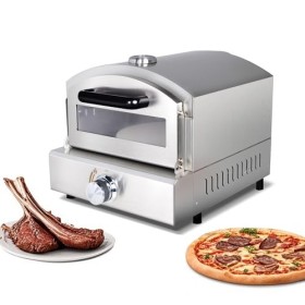 Hakka Four à pizza à gaz commercial avec pointeur de température et régulateur de gaz, ouvertures de ventilation des deux côt