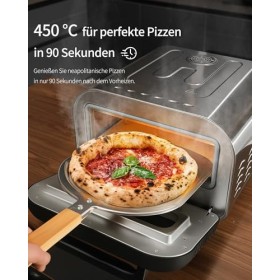 ZACHVO Four à pizza électrique - Jusquà 450℃, 5 pizzas préprogrammées, minuterie de 1 à 60 minutes, écran tactile, pour pizz