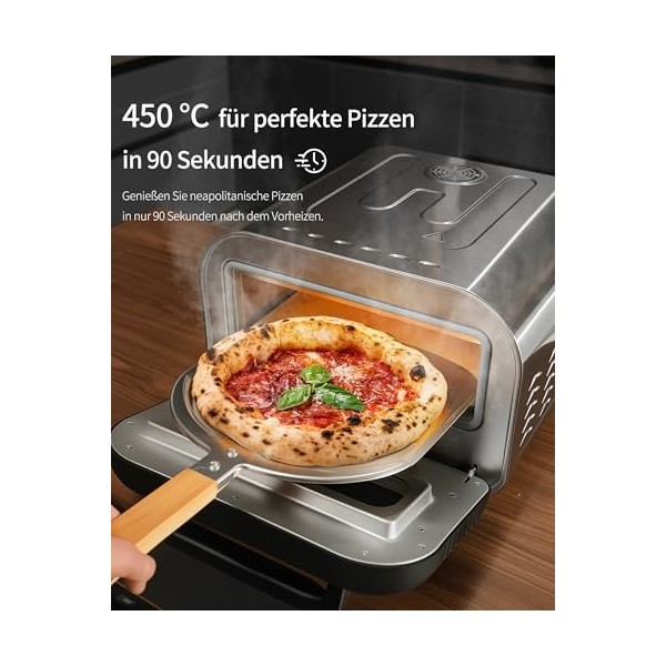 ZACHVO Four à pizza électrique - Jusquà 450℃, 5 pizzas préprogrammées, minuterie de 1 à 60 minutes, écran tactile, pour pizz