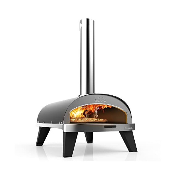 ZiiPa - Four à pizza Piana, Four à pizza dextérieur compact, Four à pizza à pellets, feu de bois, Four avec plaque tournante
