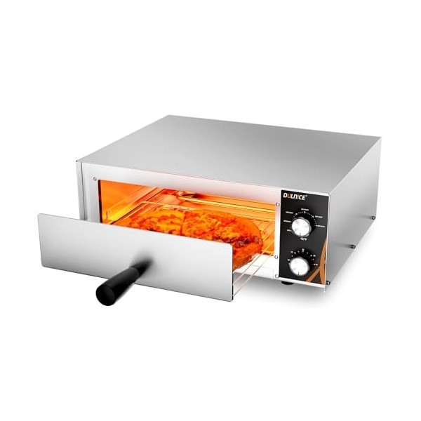 DULNICE Four à pizza électrique 1500W avec minuterie de 30 minutes, Four à Pizza Professionnelle en Acier Inoxydable