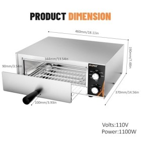 DULNICE Four à pizza électrique 1500W avec minuterie de 30 minutes, Four à Pizza Professionnelle en Acier Inoxydable