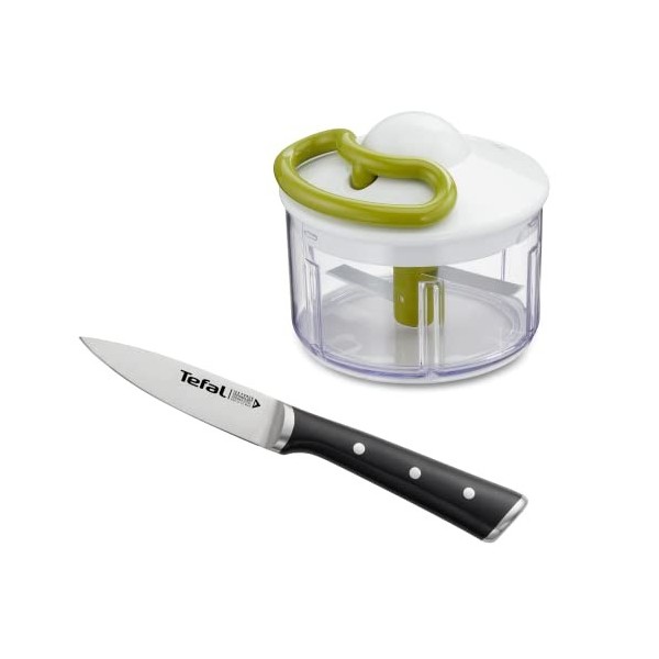 TEFAL Hachoir Manuel 5 secondes, hachoir manuel facile et rapide, sans électricité en lot avec un couteau à éplucher Ice Forc
