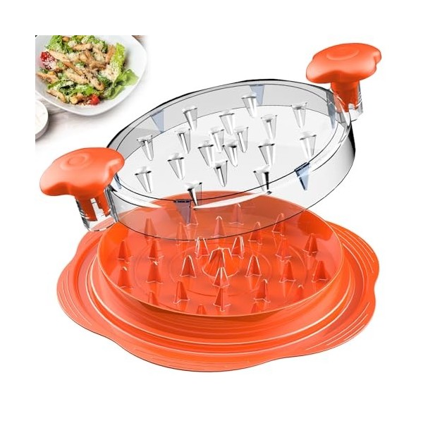 Grand broyeur de poitrine de poulet avec brosse et fourchette . machine à déchiqueteuse de viande visible, bande antidérapant