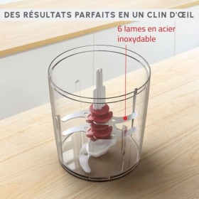 Moulinex, Mini Hachoir, Multimoulinette, 500 ml, 6 lames en acier inoxydables, AT714G32, Rouge Rubis
