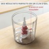 Moulinex, Mini Hachoir, Multimoulinette, 500 ml, 6 lames en acier inoxydables, AT714G32, Rouge Rubis