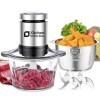 Kitchen in the box Hachoir Électrique, Mixeur hachoir, 2L Bol en acier inoxydable+2L bol en verre, 400W Super pouvoir, Hacher