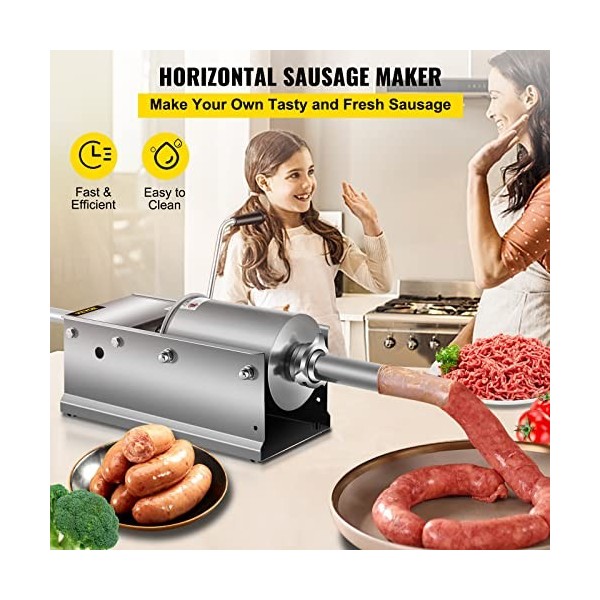 Happybuy Machine à Saucisse3L Remplissage de Saucisse horizontal de saucisse remplissante de saucisse pour la maison et luti
