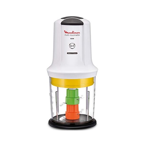 Moulinex Multi Moulinette AT723110 6-en-1, 500 W, 0,5 litre, plastique, 2 vitesses, blanc