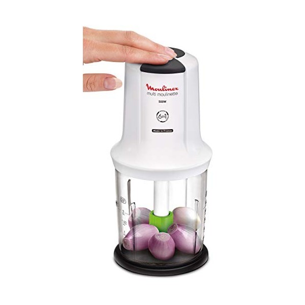 Moulinex Multi Moulinette AT723110 6-en-1, 500 W, 0,5 litre, plastique, 2 vitesses, blanc