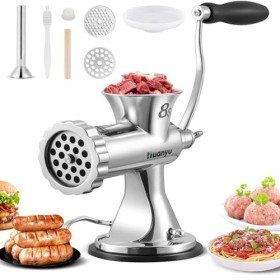 Huanyu Hachoir à Viande Manuel Hachoir à Viande Manuel en Acier Inoxydable et Machine à Saucisses Hachoir à Viande Manuel et 