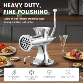 Huanyu Hachoir à Viande Manuel Hachoir à Viande Manuel en Acier Inoxydable et Machine à Saucisses Hachoir à Viande Manuel et 