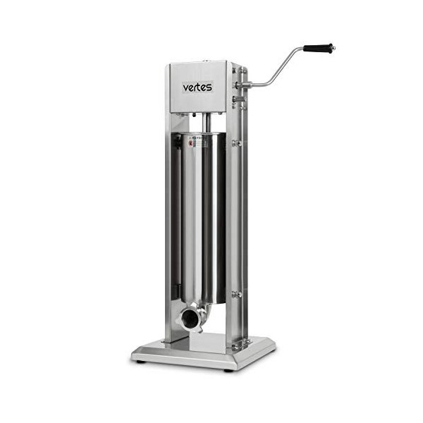 VERTES Presse à saucisses 7L en acier inoxydable, manivelle, engrenage à 2 vitesses, valve de purge, 3 joints de rechange, 4