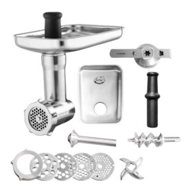 Kenny Professional Hachoir à viande pour robot de cuisine en acier inoxydable avec disques perforés, couteau hachoir, tube de