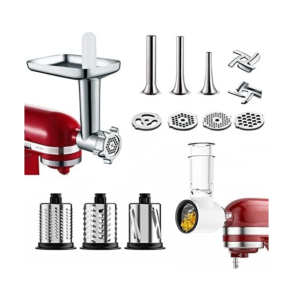 COFUN Accessoires de Hachoir à Viande et Coupe-légumes pour KitchenAid Robot Pâtissier, Comprend un Accessoire pour Kitchen A