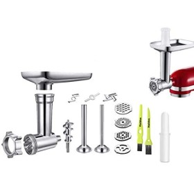 Italdos Hachoir à Viande compatible pour Kitchenaid Accessoires Tuyaux de Remplissage pour Saucisses avec 4 Disques - Accesso