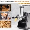 Hachoir à Viande Électrique Juissiart, Avec Lame de Broyage en Acier Inoxydable, 3 Plaques de Broyage, Accessoire à Biscuits,