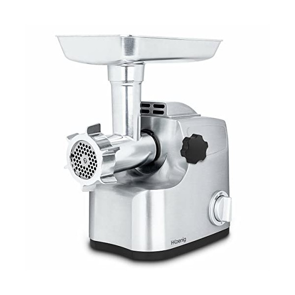 H.Koenig Hachoir à Viande Electrique Professionnel WMG800 Puissant, Jusquà 2kg/min, Lame Acier Inox, 3 tailles de grille de 