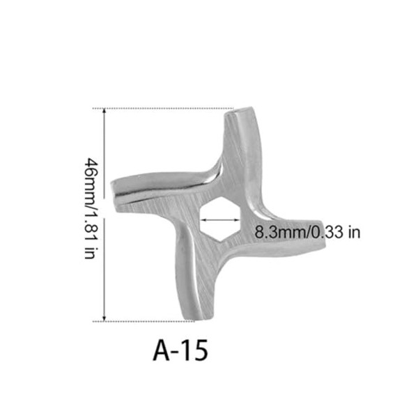 Pièces de Rechange de Lame de Hachoir à Viande Plaque de Coupe de Broyage des Aliments en Forme de Croix A-15 Trou Hexagonal 